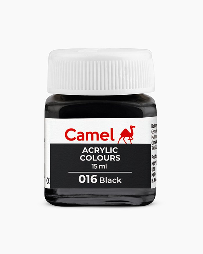 1 Camel Acrylic Colours Individual bottle of Black in 15 ml - Image 1
