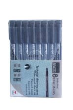 BRUSTRO Professional Pigment Based Fineliner Pen |Black| Set of 8 - Tip Size 0.05, 0.1, 0.2, 0.3, 0.4, 0.5, 0.6 and 0.8mm