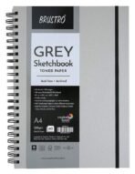 BRUSTRO Toned Paper - Grey Sketchbook | A4, 120 GSM | 60 Sheets/120 Pages | Wiro Bound