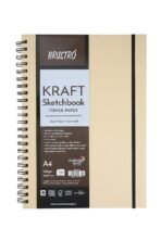 Brustro Toned Paper - Kraft Sketchbook, Wiro Bound, Size A4, 100GSM. (100 Sheets) 200 Pages