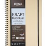 Brustro Toned Paper - Kraft Sketchbook, Wiro Bound, Size A4, 100GSM. (100 Sheets) 200 Pages
