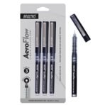 BRUSTRO AeroFlow Liquid Ink Rollerball Pens | Black | 0.5mm, Micro Tip | Pack of 3