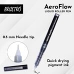 BRUSTRO AeroFlow Liquid Ink Rollerball Pens | Black | 0.5mm, Micro Tip | Pack of 3 - Image 2
