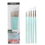 BRUSTRO AquaBloom Artist's Paint Brushes | Round | Set of 6 - Sizes (0, 2, 4, 6, 8, 10) | Wooden Handle,Synthetic Bristles