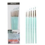 BRUSTRO AquaBloom Artist's Paint Brushes | Round | Set of 6 - Sizes (0, 2, 4, 6, 8, 10) | Wooden Handle,Synthetic Bristles