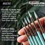 BRUSTRO AquaBloom Artist's Paint Brushes | Round | Set of 6 - Sizes (0, 2, 4, 6, 8, 10) | Wooden Handle,Synthetic Bristles - Image 3