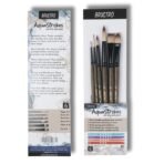 BRUSTRO AquaStrokes Artist Brushes | Set of 6 |Synthetic Bristles,Wooden handle
