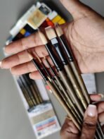 BRUSTRO AquaStrokes Artist Brushes | Set of 6 |Synthetic Bristles,Wooden handle - Image 2