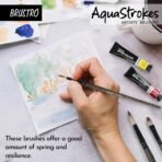 BRUSTRO AquaStrokes Artist Brushes | Set of 6 |Synthetic Bristles,Wooden handle - Image 3