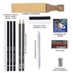 BRUSTRO Black and White Charcoal Drawing Set of 13 Pcs in a Metal Box| - Image 2