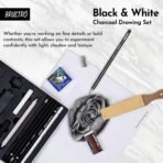 BRUSTRO Black and White Charcoal Drawing Set of 13 Pcs in a Metal Box| - Image 3