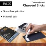 BRUSTRO Compressed Carre Charcoal Sticks - Set of 6 (5 Black & 1 White Stick) - Image 3
