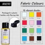 BRUSTRO Artists Fabric Colours - Set of 12, 30ml Paint Bottles |Water Soluble, Intermixable, Permanent - Image 2