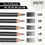 BRUSTRO ARTISTS’ FINEART GRAPHITE PENCIL SET OF 5 - Image 2