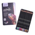 BRUSTRO Artist Metallic Colour Pencil Set of 12 Shades, 3.3mm lead | Wax-based, Ergonommic