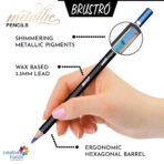 BRUSTRO Artist Metallic Colour Pencil Set of 12 Shades, 3.3mm lead | Wax-based, Ergonommic - Image 2
