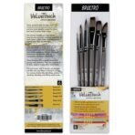 BRUSTRO VelveTouch Artist Brushes | Set of 6 |Short Handle, Synthetic Bristles, Round, Filbert, Dagger, Flat Shape