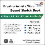 BRUSTRO Artists Wiro Bound Sketch Book| Spiral | A3 Size, 120 Pages, 160 GSM - Image 3