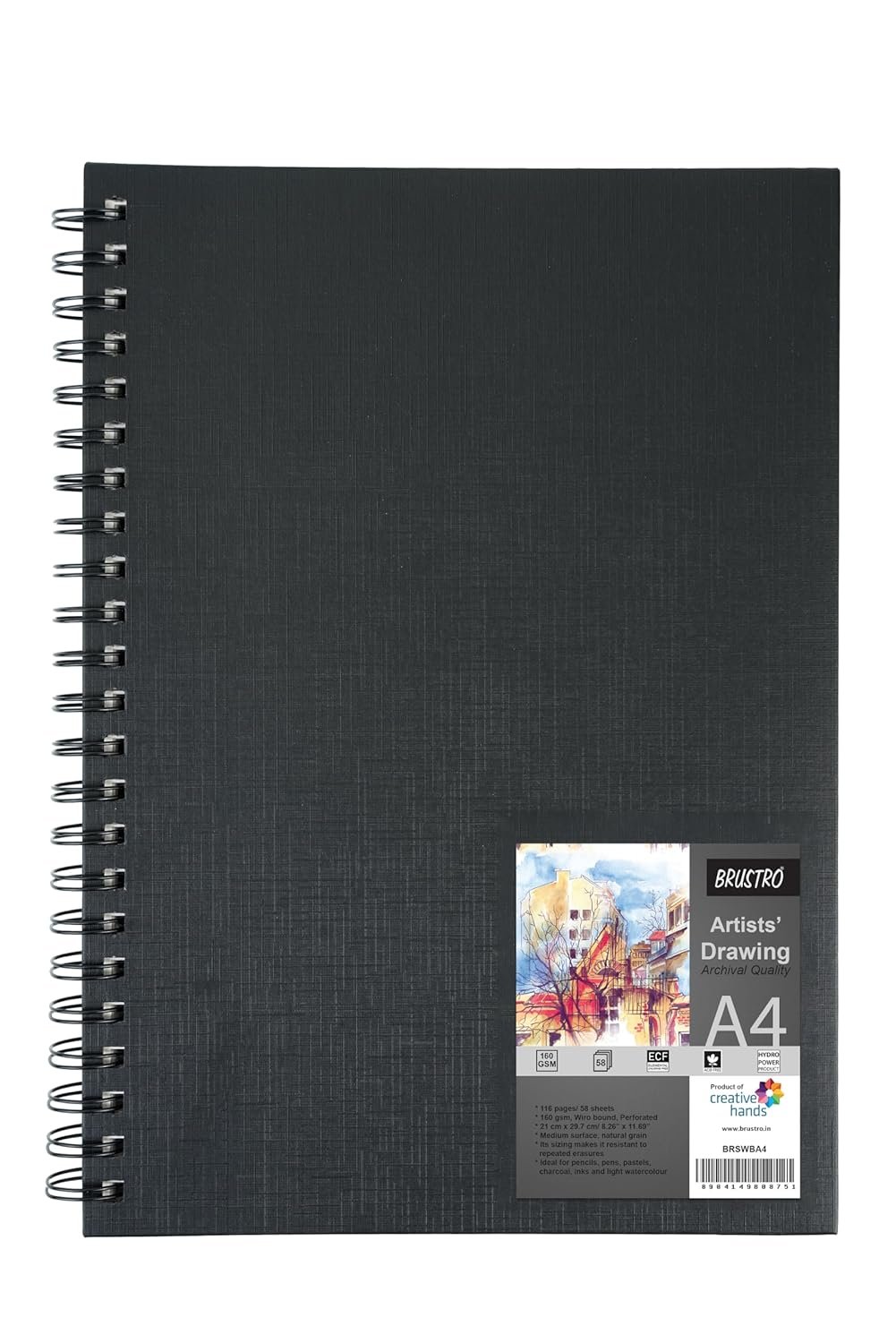 Artists Wiro Bound Sketch Book A4 160g (F1) Brustro Artists Wiro Bound Sketch Book, A4 Size, 116 Pages, 160 GSM (Acid Free) - Image 1
