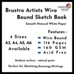 Brustro Artists Wiro Bound Sketch Book, A4 Size, 116 Pages, 160 GSM (Acid Free) - Image 2