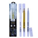 BRUSTRO Assorted Gel Pen (White , Gold and Silver)|1mm Metal Tip - Set of 3,Opaque and Viscous Ink