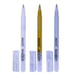 BRUSTRO Assorted Gel Pen (White , Gold and Silver)|1mm Metal Tip - Set of 3,Opaque and Viscous Ink - Image 2