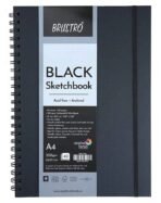 Brustro Black Sketchbook, Wiro Bound, Size A4, 200GSM (40 Sheets) 80 Pages