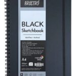 Brustro Black Sketchbook, Wiro Bound, Size A4, 200GSM (40 Sheets) 80 Pages
