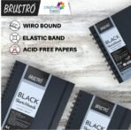 Brustro Black Sketchbook, Wiro Bound, Size A4, 200GSM (40 Sheets) 80 Pages - Image 3