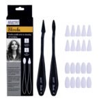 BRUSTRO Blendix Flexible Spongehead Soft Palette Knives | Set of 2 Ergonomic Handles with 10 Triangular & 10 Oval Sponge Blender