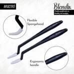 BRUSTRO Blendix Flexible Spongehead Soft Palette Knives | Set of 2 Ergonomic Handles with 10 Triangular & 10 Oval Sponge Blender - Image 2