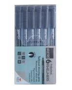 BRUSTRO Professional Pigment Based Fineliner Pen | Black | Set of 6 - Tip Size 0.05mm, 0.1mm, 0.2mm, 0.3mm, 0.5mm, 0.8mm