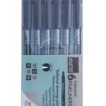 BRUSTRO Professional Pigment Based Fineliner Pen | Black | Set of 6 - Tip Size 0.05mm, 0.1mm, 0.2mm, 0.3mm, 0.5mm, 0.8mm