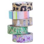 BRUSTRO Craft Paper Delights Washi Tapes (15mm x 5m), Pack of 5 | Low Tack Adhesive - Image 2