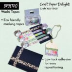 BRUSTRO Craft Paper Delights Washi Tapes (15mm x 5m), Pack of 5 | Low Tack Adhesive - Image 4