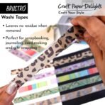 BRUSTRO Craft Paper Delights Washi Tapes (15mm x 5m), Pack of 5 | Low Tack Adhesive - Image 5