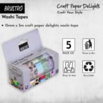 BRUSTRO Craft Paper Delights Washi Tapes (15mm x 5m), Pack of 5 | Low Tack Adhesive - Image 6