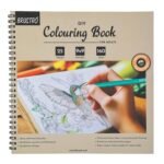 BRUSTRO DIY Colouring Book for Adults | 9x9 inches, 160 GSM, 25 Perforated Sheets | Ideal for Fineliners, Colour Pencils, Brush Pens, Markers.