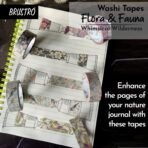 BRUSTRO Washi Masking Tapes |Flora and Fauna Shade|15 mm x 5 mtrs (Set of 5)| Low Tack Adhesive - Image 5