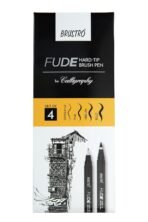 Brustro Fude Hard-tip Black Ink Brush Pen Set of 4. (Extra-fine/Fine/Medium/Bold)