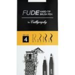 Brustro Fude Hard-tip Black Ink Brush Pen Set of 4. (Extra-fine/Fine/Medium/Bold)