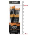 BRUSTRO Gold Taklon Artist Brush | Set of 8 |Sizes - Round (1,3,5), Bright (2,6), Filbert (2,6), and Flat (2)