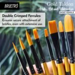 BRUSTRO Gold Taklon Artist Brush | Set of 8 |Sizes - Round (1,3,5), Bright (2,6), Filbert (2,6), and Flat (2) - Image 2