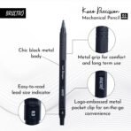 Brustro Kuro Precision Mechanical Pencil | Tip Size - 0.3mm With 20 - HB and 20 - 2B leads , 3 Eraser Refills - Image 3