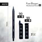 Brustro Kuro Precision Mechanical Pencil | Tip Size - 0.5mm With 20 - HB and 20 - 2B leads , 3 Eraser Refills - Image 2