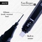Brustro Kuro Precision Mechanical Pencil | Tip Size - 0.5mm With 20 - HB and 20 - 2B leads , 3 Eraser Refills - Image 3