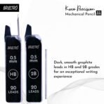 Brustro Kuro Precision Mechanical Pencil | Tip Size - 0.5mm With 20 - HB and 20 - 2B leads , 3 Eraser Refills - Image 4