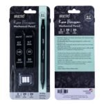Brustro Kuro Precision Mechanical Pencil | Tip Size - 0.7mm With 20 - HB and 20 - 2B leads , 3 Eraser Refills