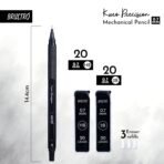 Brustro Kuro Precision Mechanical Pencil | Tip Size - 0.7mm With 20 - HB and 20 - 2B leads , 3 Eraser Refills - Image 2