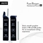 Brustro Kuro Precision Mechanical Pencil | Tip Size - 0.7mm With 20 - HB and 20 - 2B leads , 3 Eraser Refills - Image 4